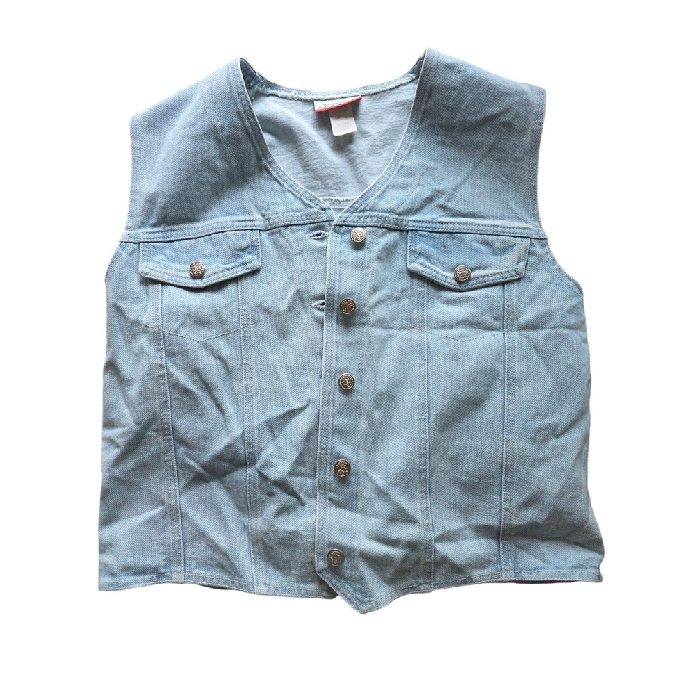 Vtg Forelli Denim Vest Large Light Blue Wash Cowgirl Western Streetwear Trucker